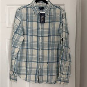 Polo by Ralph Lauren Light Blue and White Plaid Women’s Flannel Shirt